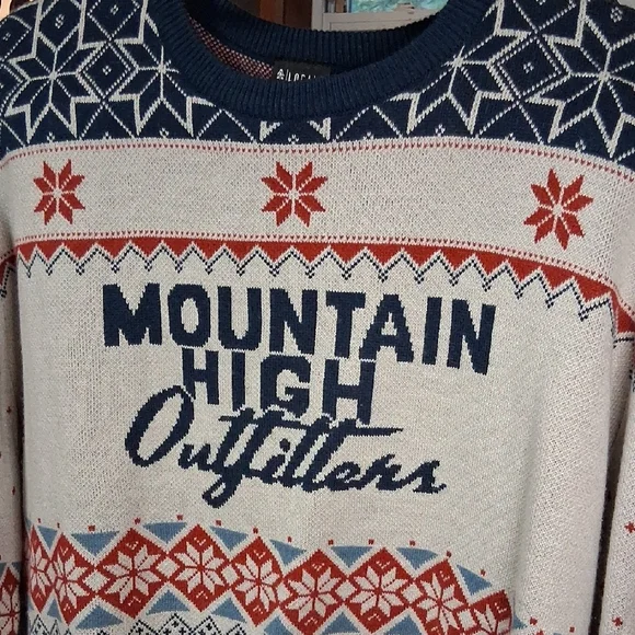 CALE Men's Sweater - Blue and Red Nordic Design Mountain HIGH Outfitters - Picture 6 of 7